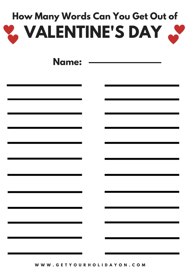 Valentine&rsquo;s Day Printable Word Searches