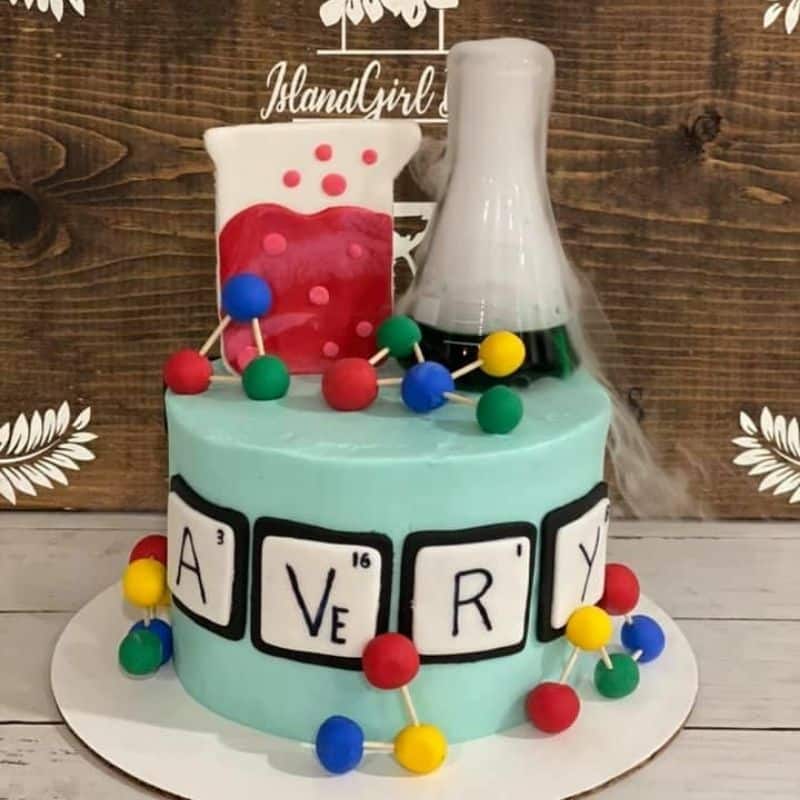 Chemistry theme birthday cake.... - Rocking Horse Sugar Decor | Facebook